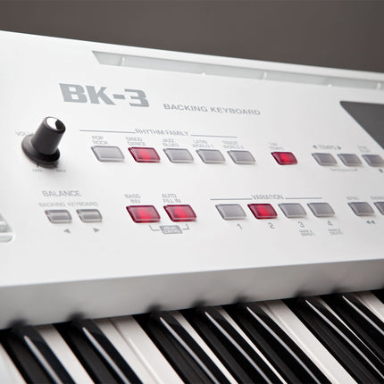 Roland BK-3 - 61 Keys White Backing Keyboard with Note Stand and Adapter (BK3/BK 3)