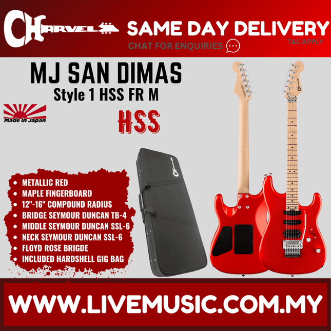 Charvel MJ SD1 24 HSS Electric Guitar w/Floyd Rose, Maple FB, Metallic Red