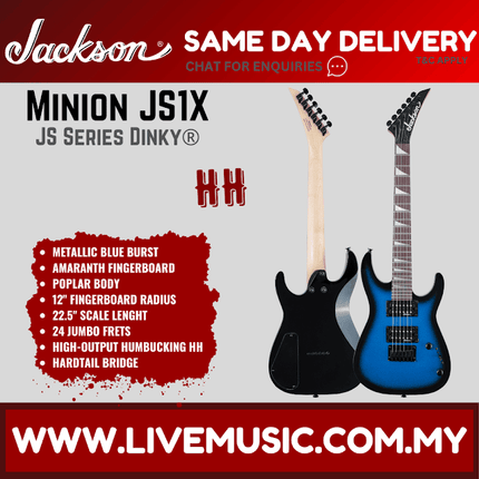 Jackson JS1X JS Series Dinky Minion Electric Guitar, Amaranth Fretboard - Metal Blue Burst (JS1x/JS 1X)