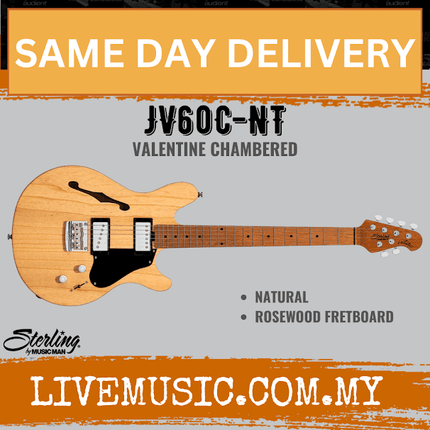 Sterling JV60C-NT Valentine Chambered Signature Electric Guitar, Natural (JV60C NT JV60CNT)