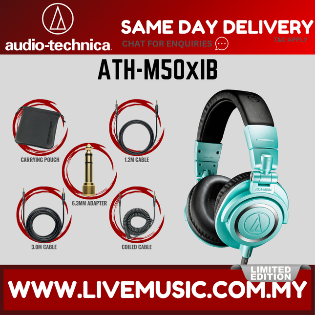 Audio-Technica ATH-M50x Professional Studio Monitor Headphones, Ice Blue ( ATH M50xIB / ATHM50xIB )
