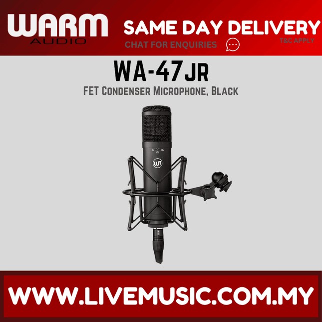 Warm Audio WA-47JR FET Condenser Microphone, Black ( WA 47JR FET WA47JRFET )