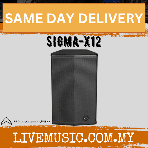 Black 12-inch 2-way installation loudspeaker, single front view.