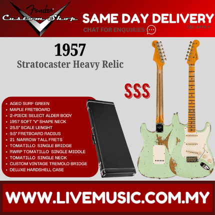 Fender Custom Shop 1957 Stratocaster Heavy Relic Guitar, Aged Surf Green