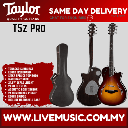 Taylor T5z Pro Electric Guitar w/Case, Tobacco Sunburst