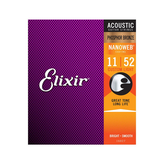 Elixir 16027 Nanoweb Phosphor Bronze Acoustic Guitar String (11-52)