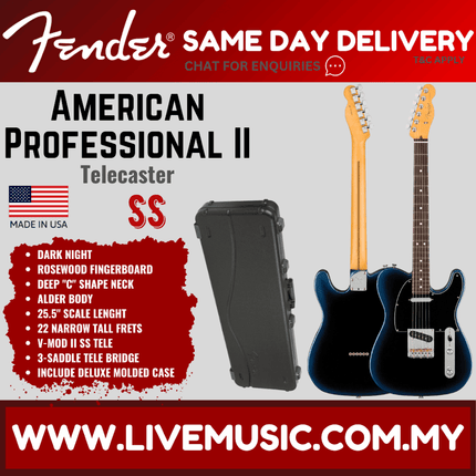 Fender American Professional II Telecaster Electric Guitar, Rosewood Fretboard - Dark Night