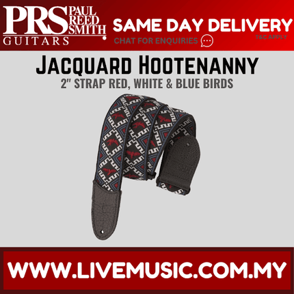 PRS ACC-3173 Jacquard Hootenanny Style Guitar Strap, Red, White & Blue Birds ( ACC3173 )