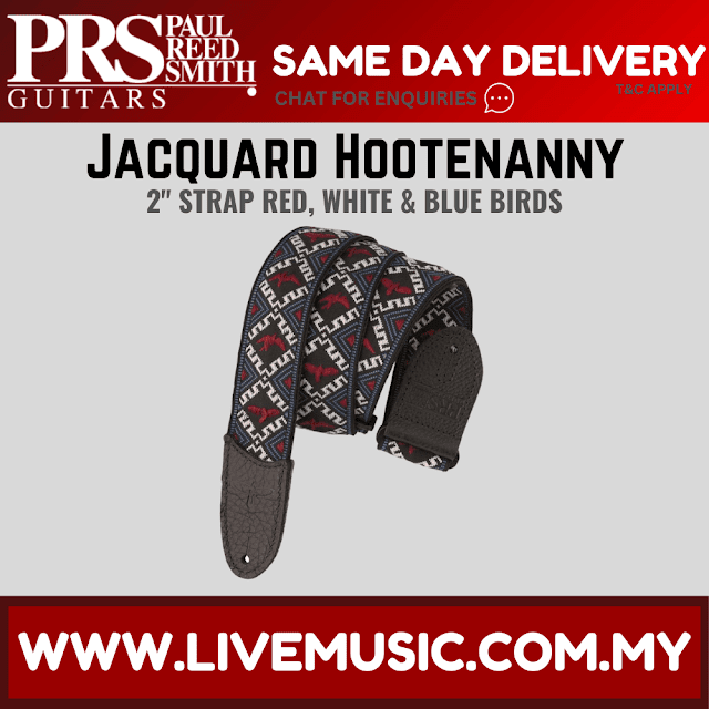 PRS ACC-3173 Jacquard Hootenanny Style Guitar Strap, Red, White & Blue Birds ( ACC3173 )