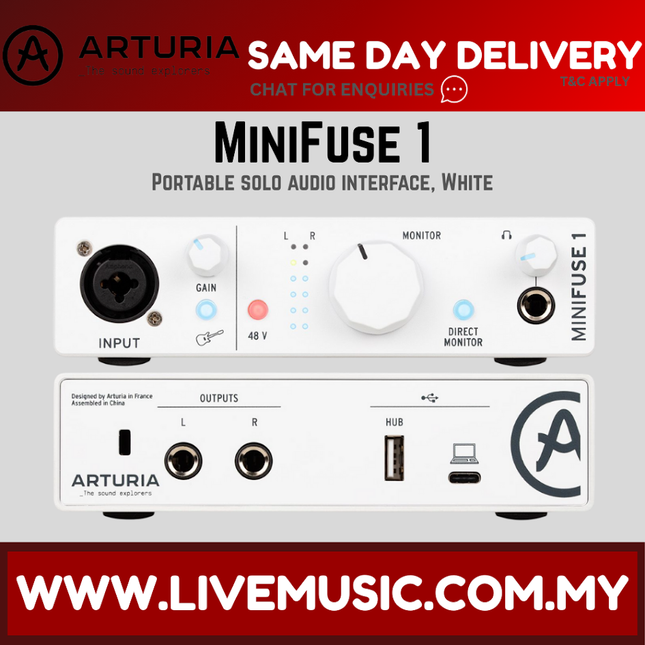 Arturia MiniFuse 1 USB-C Audio Interface, White