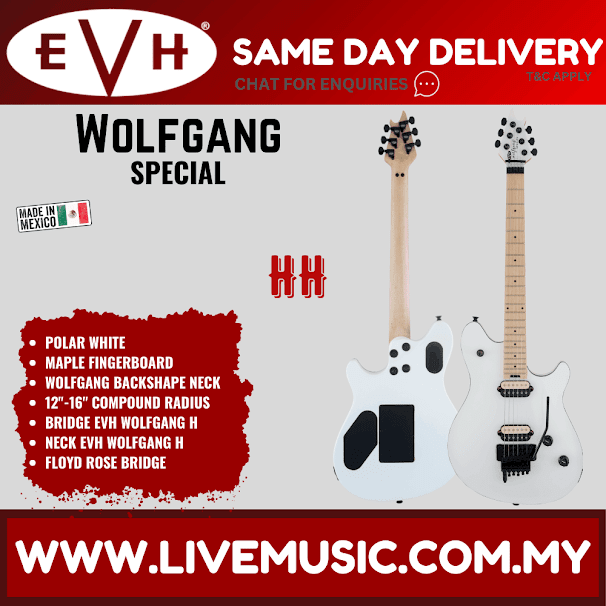 EVH Wolfgang Special Electric Guitar, Maple FB, Polar White