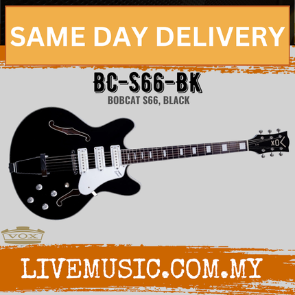 Vox Bobcat S66 Semi-Hollow Electric Guitar - Black