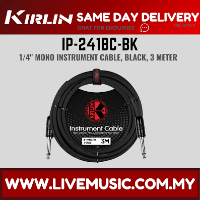 Kirlin Cable IP-241BC 3 Meter Mono Instrument Cable for Electric Acoustic Bass Guitar Speaker Amp Keyboard Drum Amplifier (IP 241BC/IP241BC)