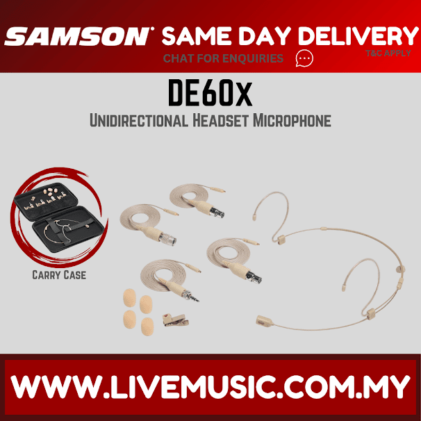 SAMSON DE60X - UNIDIRECTIONAL HEADSET MICROPHONE WITH MINIATURE CONDENSER CAPSULE ( DE-60X / DE 60X )