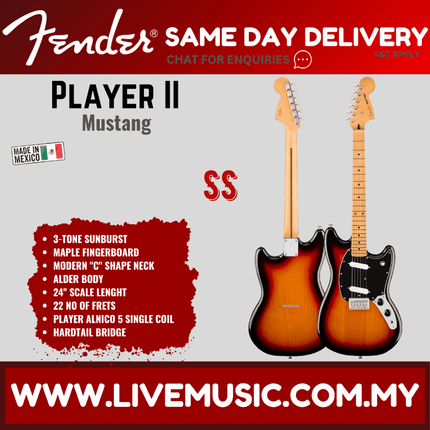 Fender Player II Mustang Electric Guitar, Maple FB