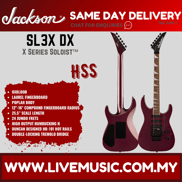 Jackson X Series Soloist SL3X DX Electric Guitar, Ebony FB, Oxblood