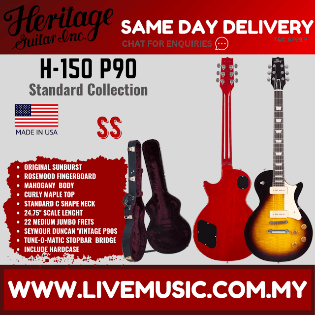 Heritage Standard Collection H-150 P90 Electric Guitar with Case, Original Sunburst (H-150 P90)