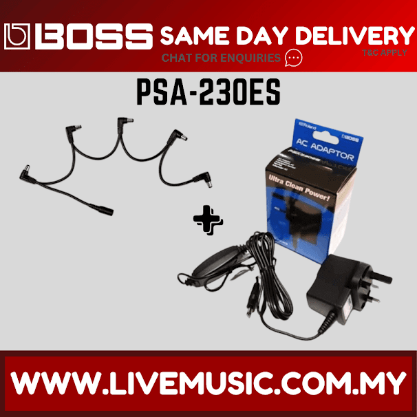 Boss PSA-230ES + 5 way Daisy Chain Pedal Power Supply adapter 9V 500mA for MXR, TC, Digitech, Ibanez (PSA230ES/PSA230)
