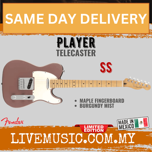 Fender Limited Edition Player Telecaster Electric Guitar, Maple FB, Burgundy Mist