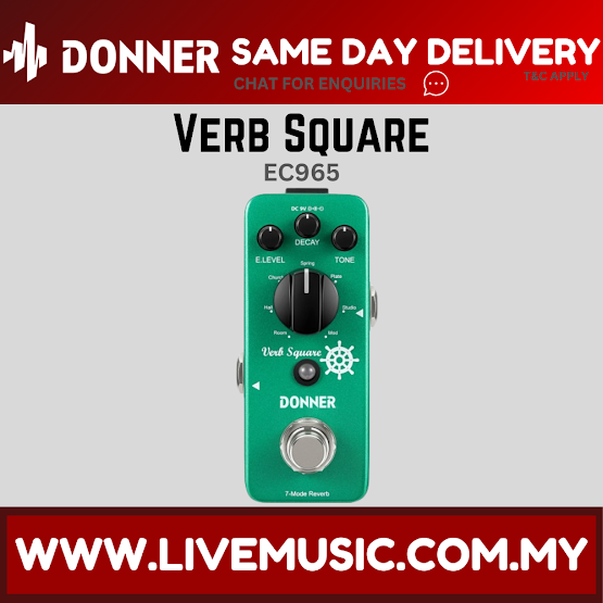 Donner Verb Square Reverb Pedal Time Effect with 7 Reverb Modes