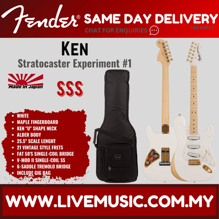 Fender Japan Ken Stratocaster Experiment NO.1 Electric Guitar, Maple FB, White