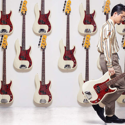 Fender Japan Hama Okamoto Signature Precision Bass Guitar, Rosewood Fretboard with Free GigBag - Olympic White