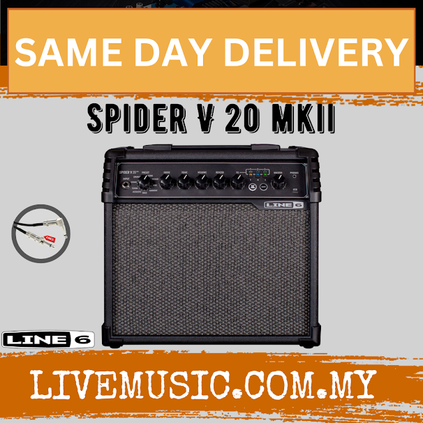 Line 6 Spider V 20 MkII 1x8" 20-watt Modeling Combo Amp with Free Cable (LINE6 V20 / V20MKII / V-20 MK2)