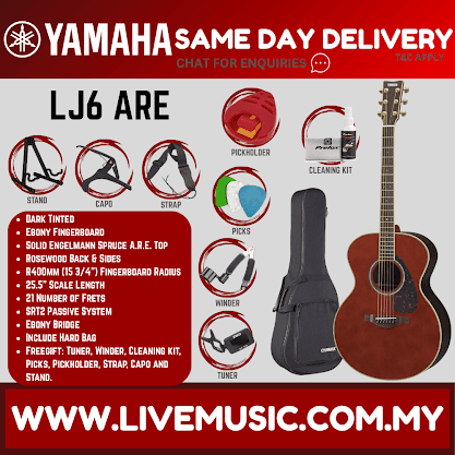 Yamaha LJ6 ARE Acoustic-Electric Guitar with Hard Bag - Natural / Dark Tint / Brown Sunburst ( LJ6-ARE )