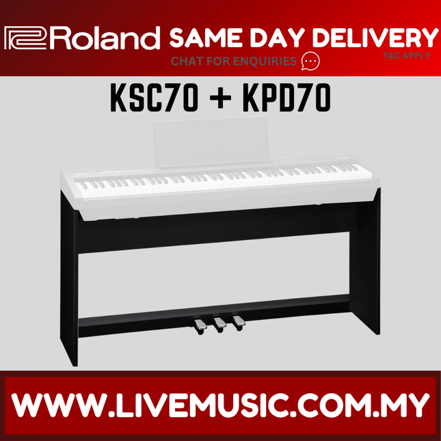 Roland KPD-70 + KSC-70 Original Stand Design for FP-30x Digital Piano - Black (KPD70/KSC70/FP30x)