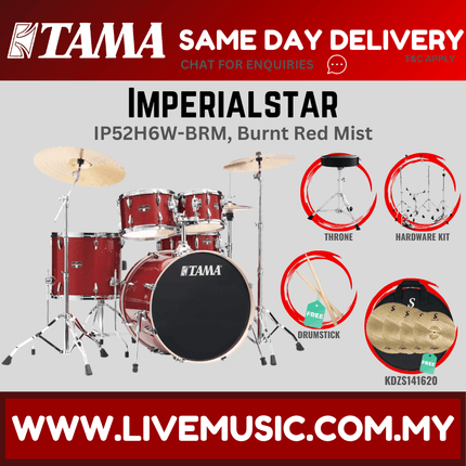 Tama Imperial Star Drum Set with Drum Throne, Imperialstar With KDZS141620 Silent Cymbal Set ( IP52H6W )