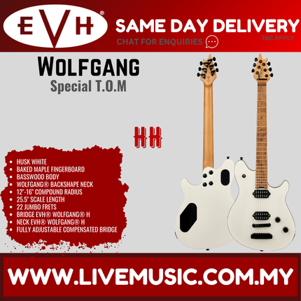 EVH Wolfgang Special TOM Electric Guitar, Baked Maple FB, Husk White (EVH-Wolfgang)