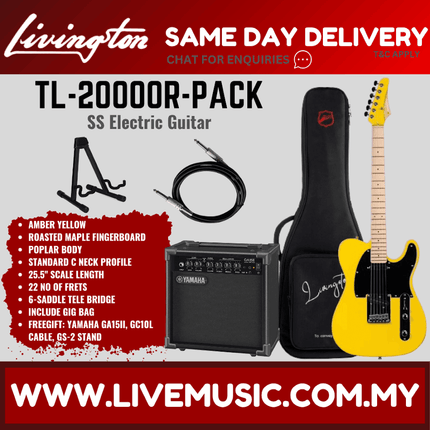 Livingston TL-2000 Telecaster SS Electric Guitar w/GA15II Amplifier, Roasted Maple Fretboard - ( TL2000 TL 2000 )