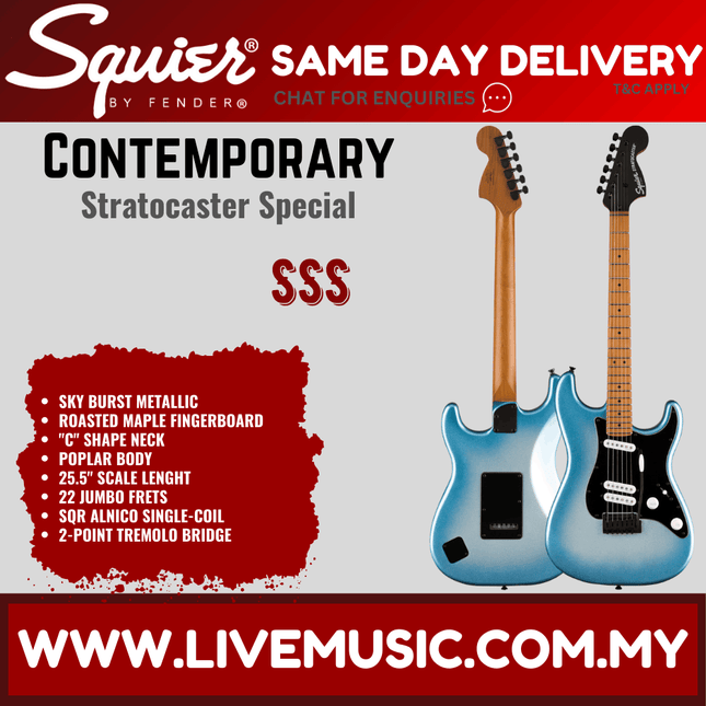 Squier Contemporary Stratocaster Special Electric Guitar, Roasted Maple Fretboard - Sky Burst Metallic