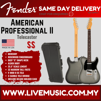 Fender American Professional II Telecaster Electric Guitar, Rosewood Fretboard - Mercury