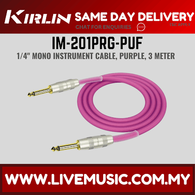 Kirlin Cable IM-201PRG Instrument Cable Mono Plug 3/6 Meter Guitar Cable - Green/Purple/Red/Yellow (IM 201PRG/IM201PRG)