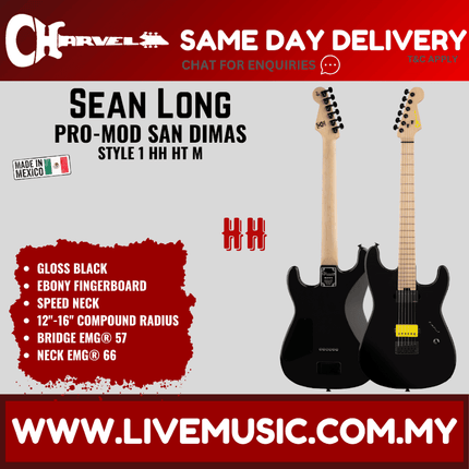 Charvel Sean Long Signature Pro-Mod San Dimas Style 1 Electric Guitar, Gloss Black