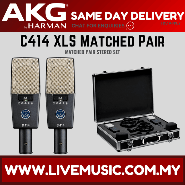 AKG C414 XLS Large-diaphragm Condenser Microphone - Each / Pair (C414XLS)