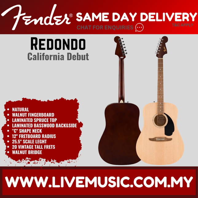 Natural Redondo acoustic guitar with walnut fretboard and spruce top