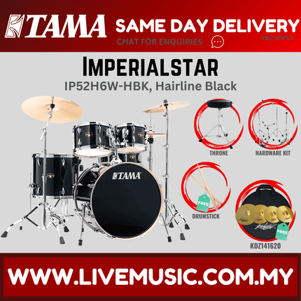 Tama Imperial Star Drum Set with Drum Throne, Imperialstar With KDZ141620 Cymbal Set ( IP52H6W )