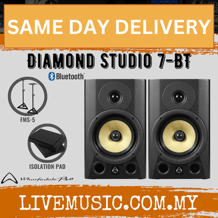 WHARFEDALE PRO Diamond Studio 7" Active Studio Monitor Bluetooth with Speaker Stand-Pair (DIAMOND STUDIO-7BT)
