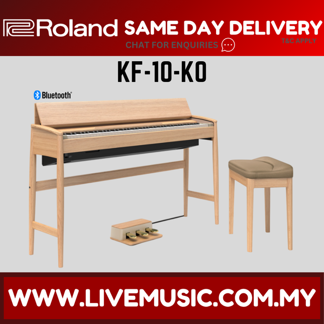 Roland KF-10-KO 88-key digital piano in pure oak with matching bench and pedals