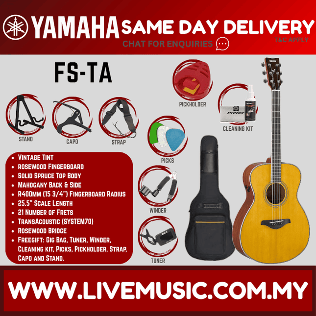 Yamaha FS-TA TransAcoustic Concert Acoustic Electric Guitar - ( FSTA / FS TA )
