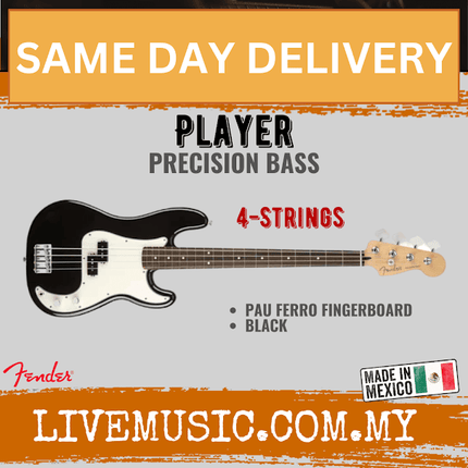 Fender Player Precision Bass Guitar, Pau Ferro Fretboard - Black