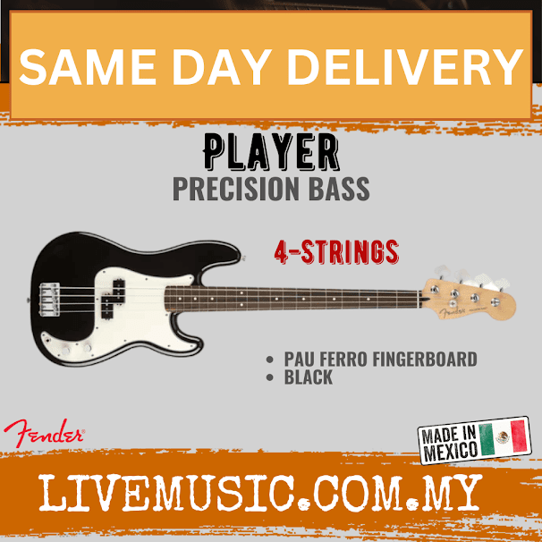 Fender Player Precision Bass Guitar, Pau Ferro Fretboard - Black