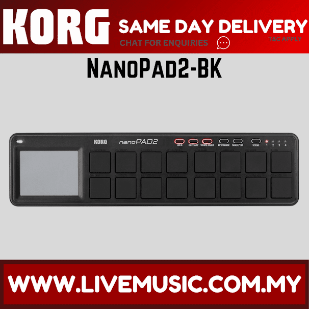 Korg nanoPAD2 Midi USB Controller, Black (Nano Pad 2/NanoPad 2/NanoPAD-2)