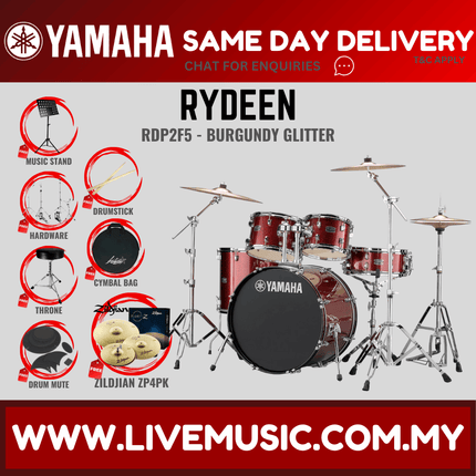 Yamaha Rydeen 5-piece RDP2F5 Acoustic Drum Set with Zildjian ZP4PK Planet Z Cymbal Set/Drum Mute/Drumsticks/Drum Stool ( RDP2F5 )