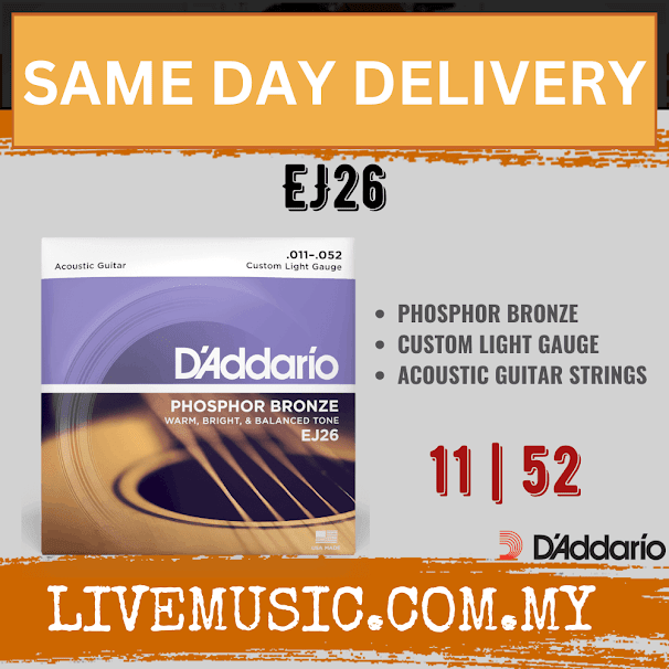 D'Addario EJ26 - Phosphor Bronze Acoustic Strings, Custom Light (11-52)(DAddario)