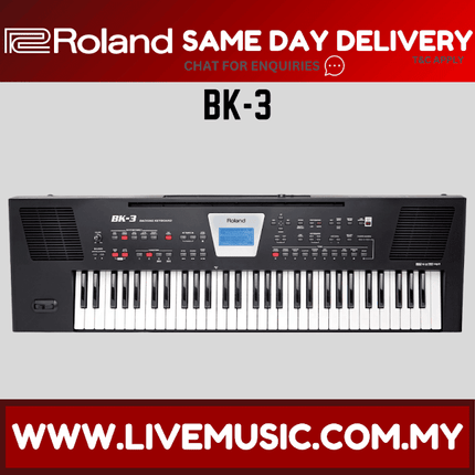 Roland BK-3 - 61 Keys Black Backing Keyboard with Note Stand and Adapter (BK3/BK 3)