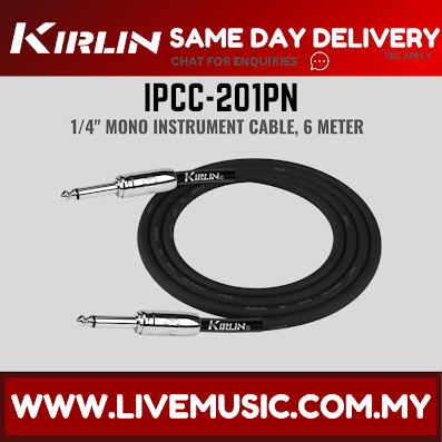 Kirlin Cable IPCC-201PN 3/6 Meter Mono Plug Instrument Cable For Electric Acoustic Bass Guitar Speaker Amp Keyboard Amplifier Digital Drum Cable-Black (IPCC 201PN/IPCC201PN)