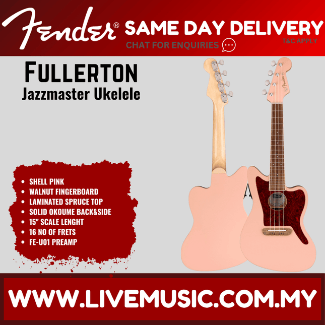 Fender Fullerton Jazzmaster Ukulele, Shell Pink